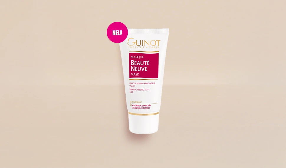 Zu sehen ist das Monatsangebot Dezember 2024, das Produkt Guinot Masque Beauté Neuve Mask.